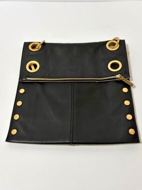 Hammitt Large Montana Reversible Black Leather Crossbody with Gold Hardware